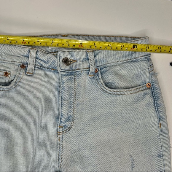 Zara Womens Jeans Size 2 Blue Mid Rise Raw Hem Distressed/Ripped/Slight Stretch - Picture 12 of 13